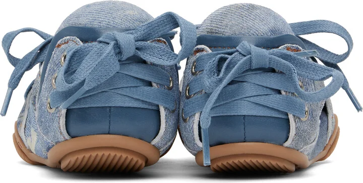 Acne Studios Blue Lace-Up Leather Flats - Image 2