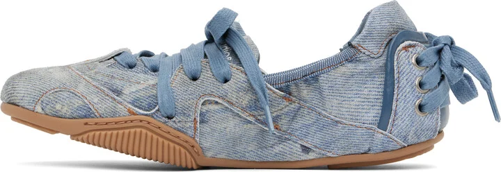 Acne Studios Blue Lace-Up Leather Flats - Image 3