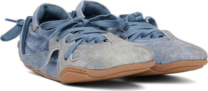 Acne Studios Blue Lace-Up Leather Flats - Image 4