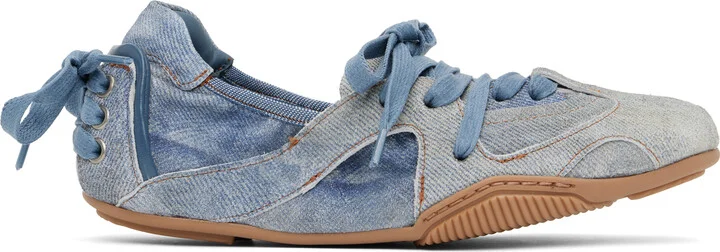 Acne Studios Blue Lace-Up Leather Flats