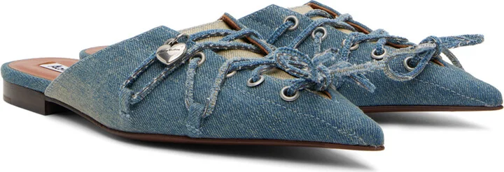 Acne Studios Blue Lace-Up Mules - Image 4