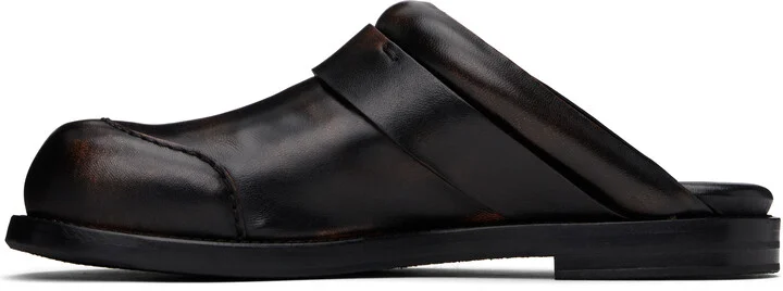 Acne Studios Brown & Black Leather Buckle Mules - Image 3