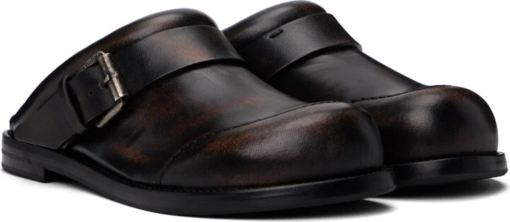 Acne Studios Brown & Black Leather Buckle Mules - Image 4
