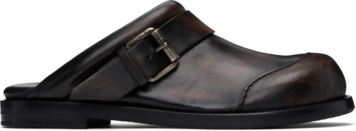 Acne Studios Brown & Black Leather Buckle Mules