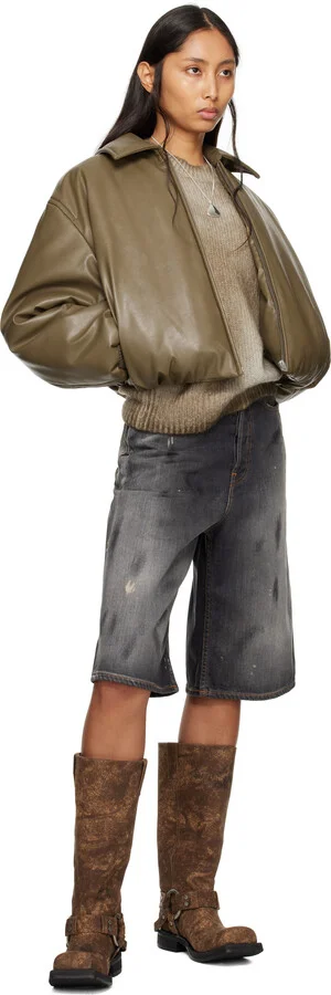 Acne Studios Brown Buckle Denim Tall Boots - Image 5