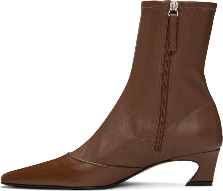 Acne Studios Brown Heeled Ankle Boots - Image 3