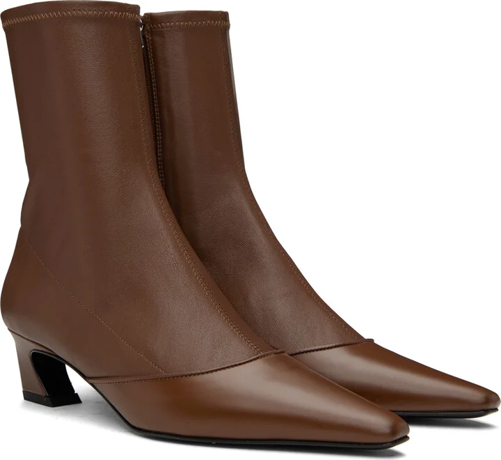 Acne Studios Brown Heeled Ankle Boots - Image 4
