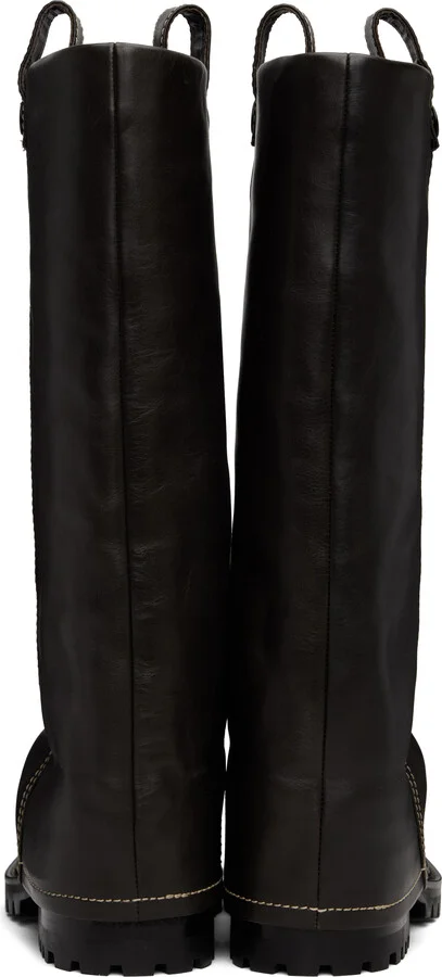 Acne Studios Brown Leather Boots - Image 2