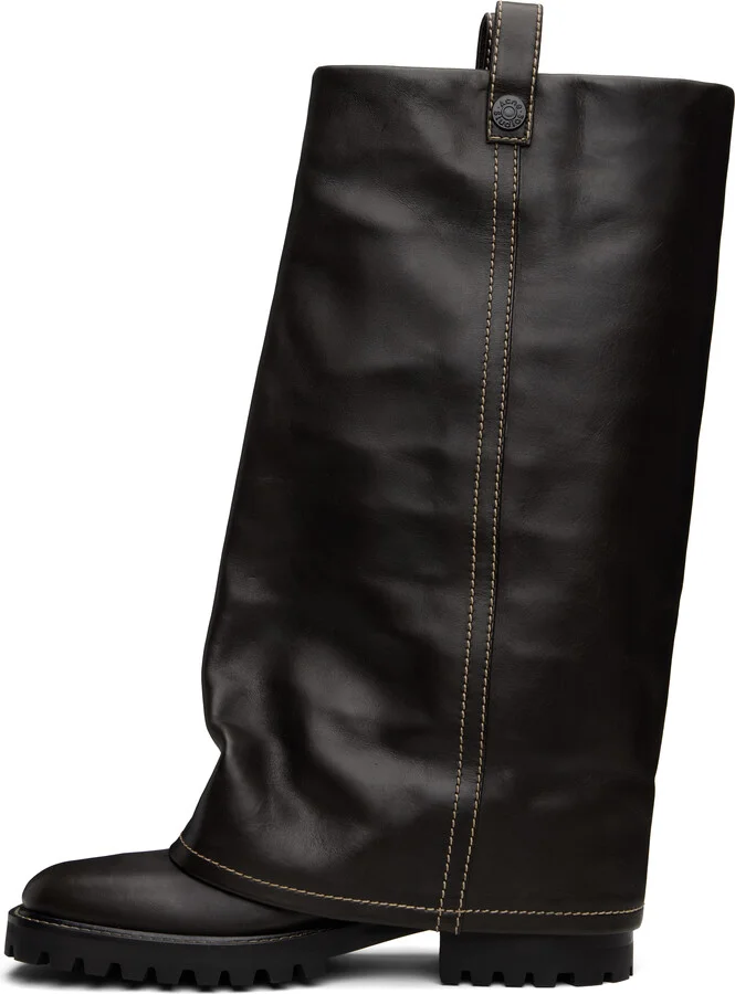 Acne Studios Brown Leather Boots - Image 3