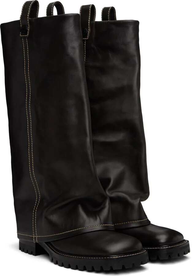 Acne Studios Brown Leather Boots - Image 4