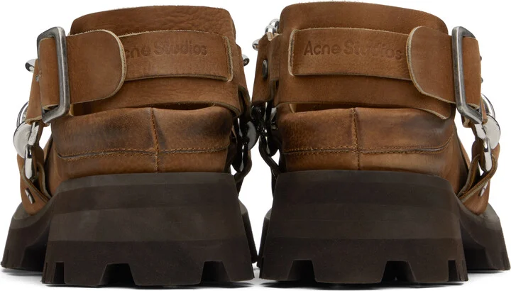 Acne Studios Brown Leather Buckle Mules - Image 2