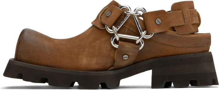 Acne Studios Brown Leather Buckle Mules - Image 3