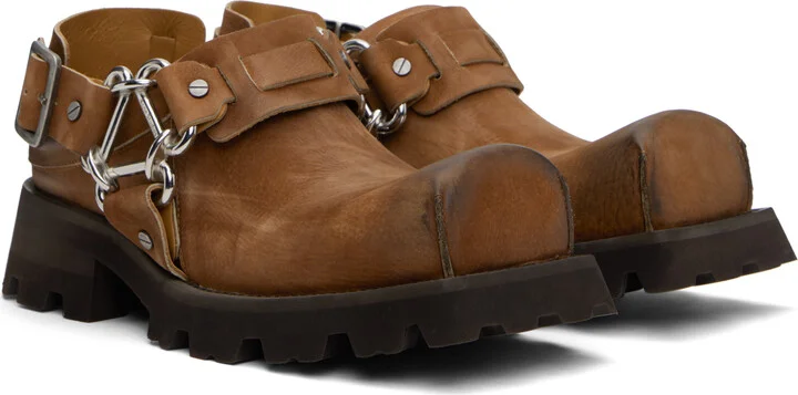 Acne Studios Brown Leather Buckle Mules - Image 4