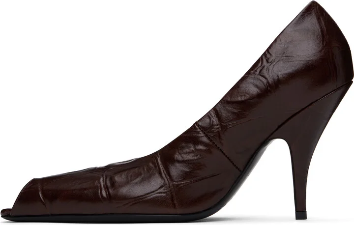 Acne Studios Brown Leather Open Toe Heels - Image 3