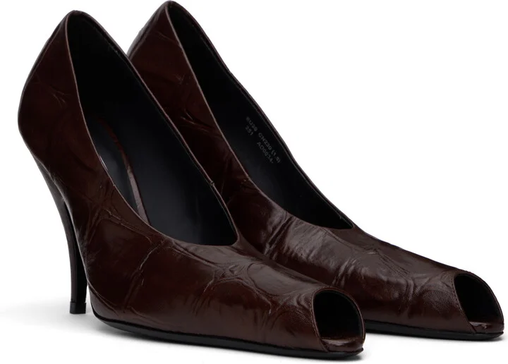 Acne Studios Brown Leather Open Toe Heels - Image 4