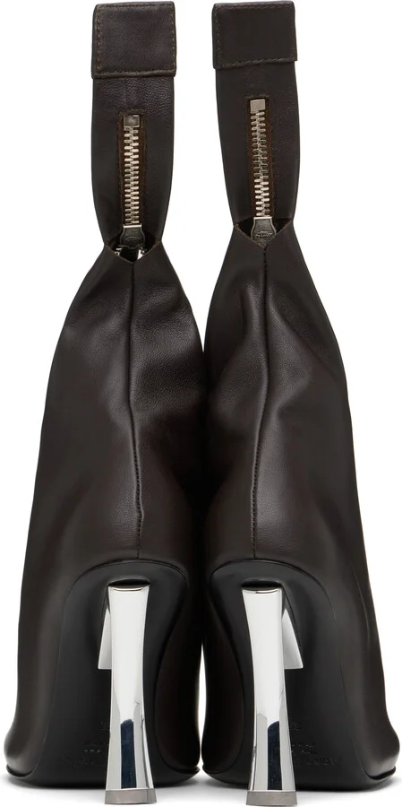 Acne Studios Brown Leather Zip Heels - Image 2