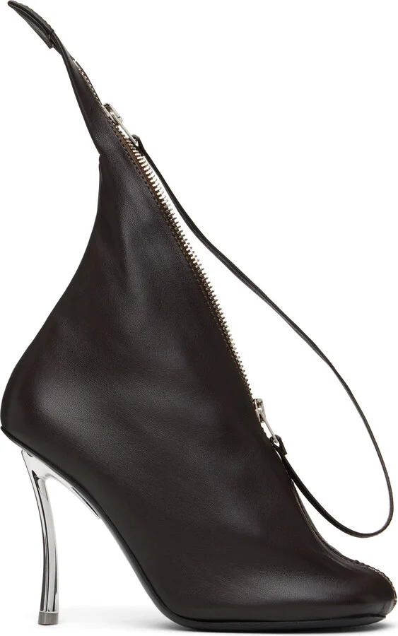 Acne Studios Brown Leather Zip Heels