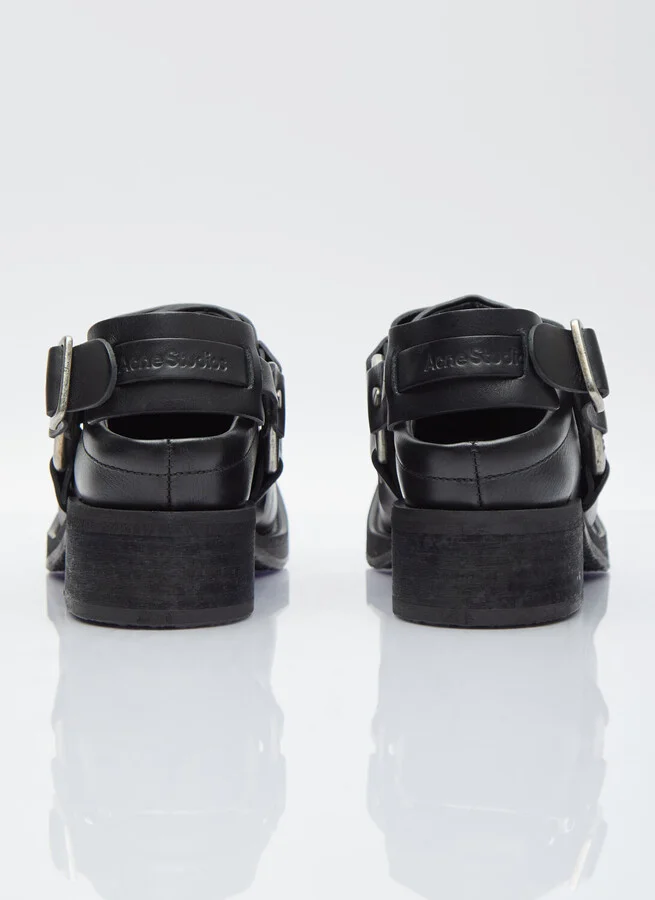 Acne Studios Buckle Leather Shoes - Woman Slip Ons Black Eu - 36 - Image 5