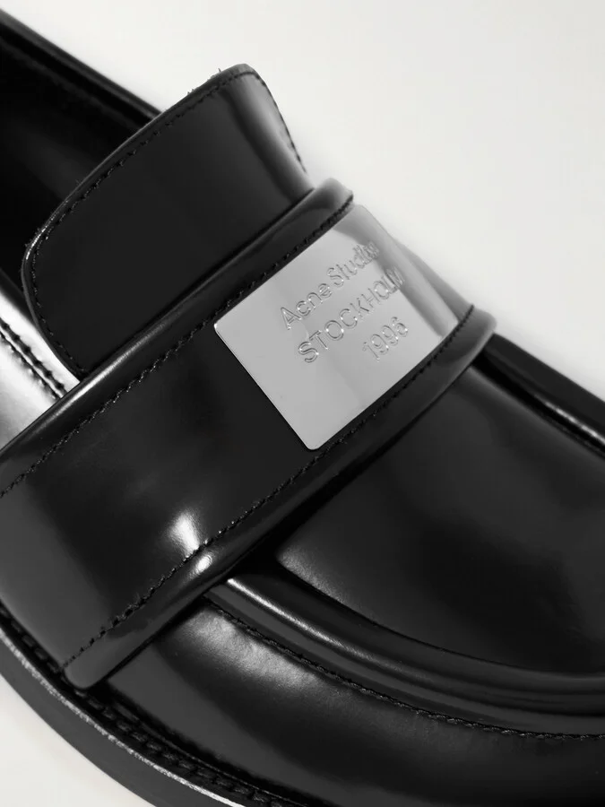 Acne Studios - Embellished Glossed-leather Loafers - Black - Image 4