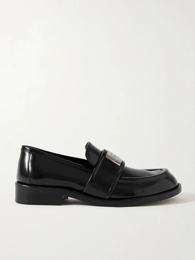 Acne Studios - Embellished Glossed-leather Loafers - Black