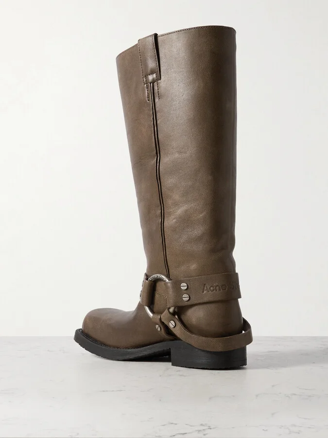 Acne Studios - Embellished Leather Boots - Brown - Image 3