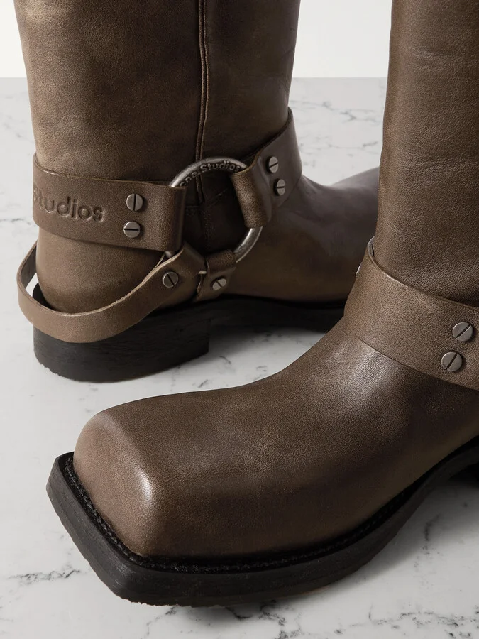 Acne Studios - Embellished Leather Boots - Brown - Image 4