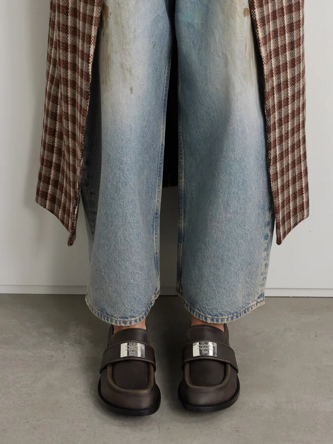 Acne Studios - Embellished Washed-leather Loafers - Brown - Image 2