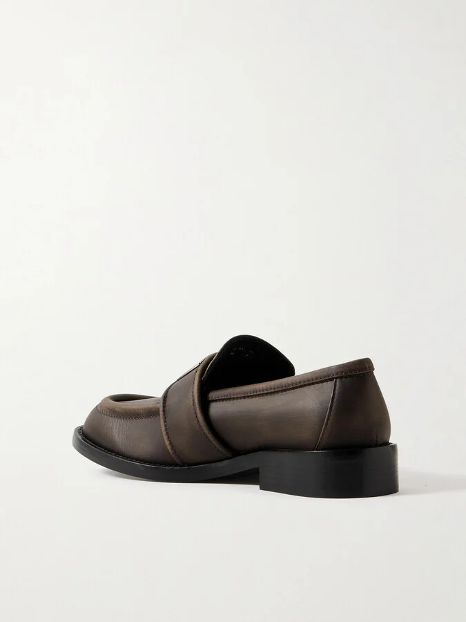 Acne Studios - Embellished Washed-leather Loafers - Brown - Image 3