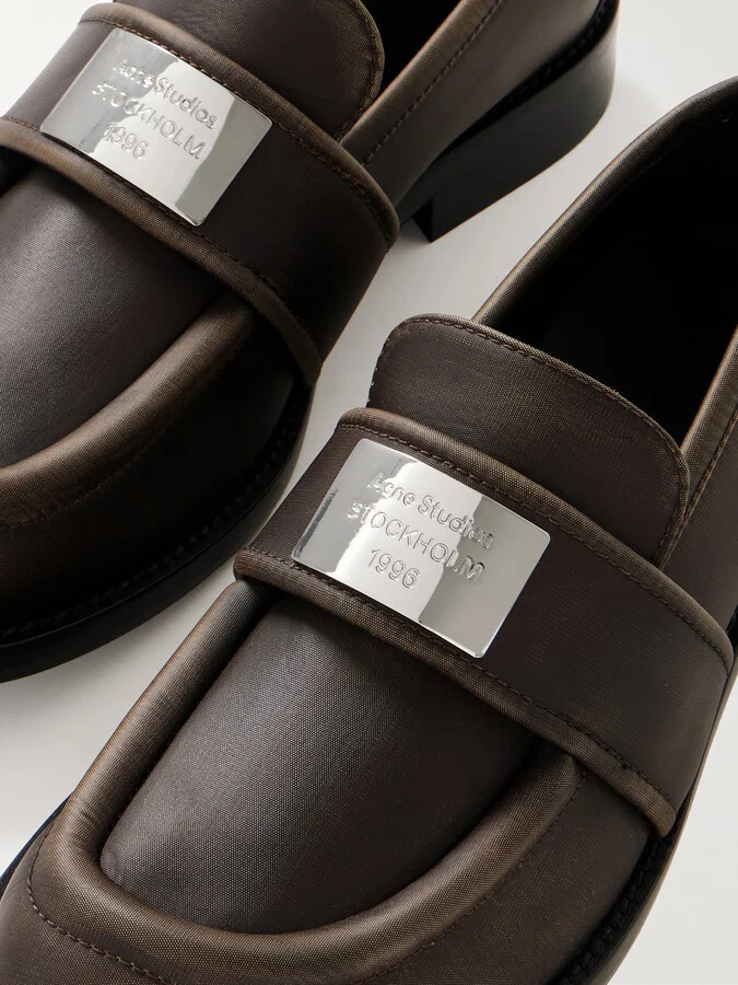 Acne Studios - Embellished Washed-leather Loafers - Brown - Image 4