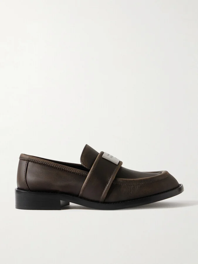 Acne Studios - Embellished Washed-leather Loafers - Brown