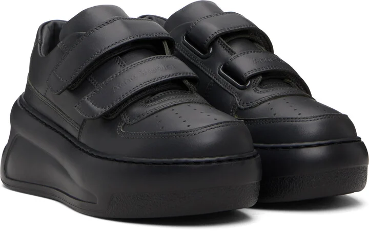 Acne Studios Gray Velcro Strap Platform Sneakers - Image 4
