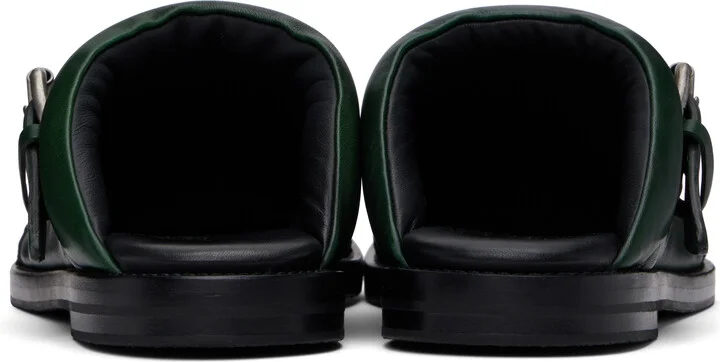 Acne Studios Green Leather Buckle Mules - Image 2