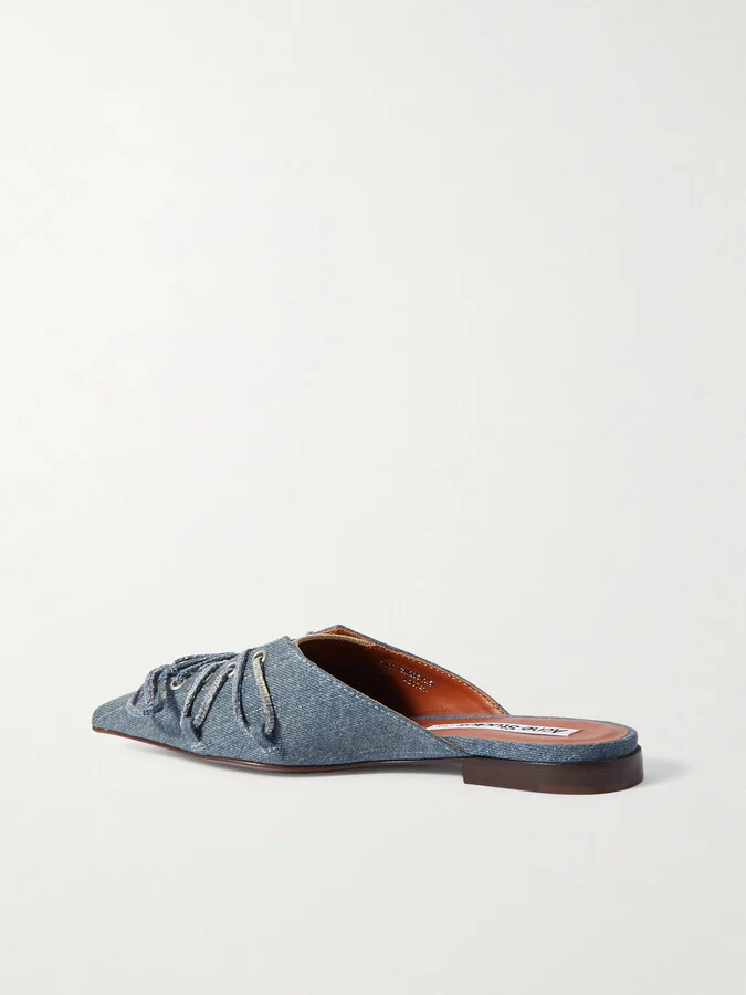 Acne Studios - Lace-up Two-tone Denim Point-toe Flats - Blue - Image 3
