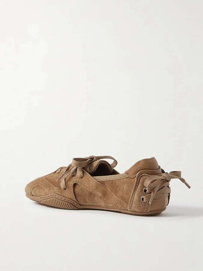 Acne Studios - Leather-trimmed Paneled Suede Sneakers - Neutrals - Image 3