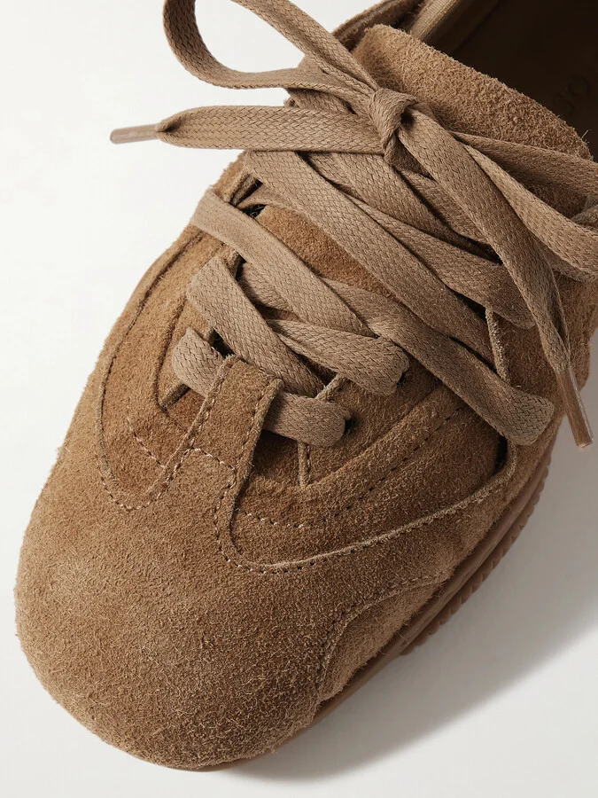 Acne Studios - Leather-trimmed Paneled Suede Sneakers - Neutrals - Image 4