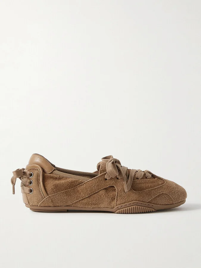 Acne Studios - Leather-trimmed Paneled Suede Sneakers - Neutrals