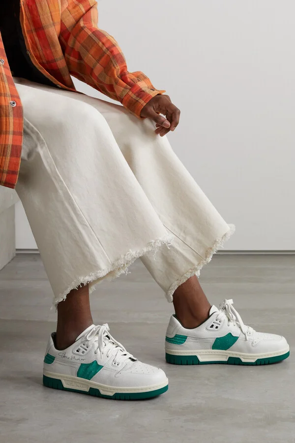 Acne Studios - Logo-print Metallic Textured-leather And Pvc Sneakers - White - Image 2