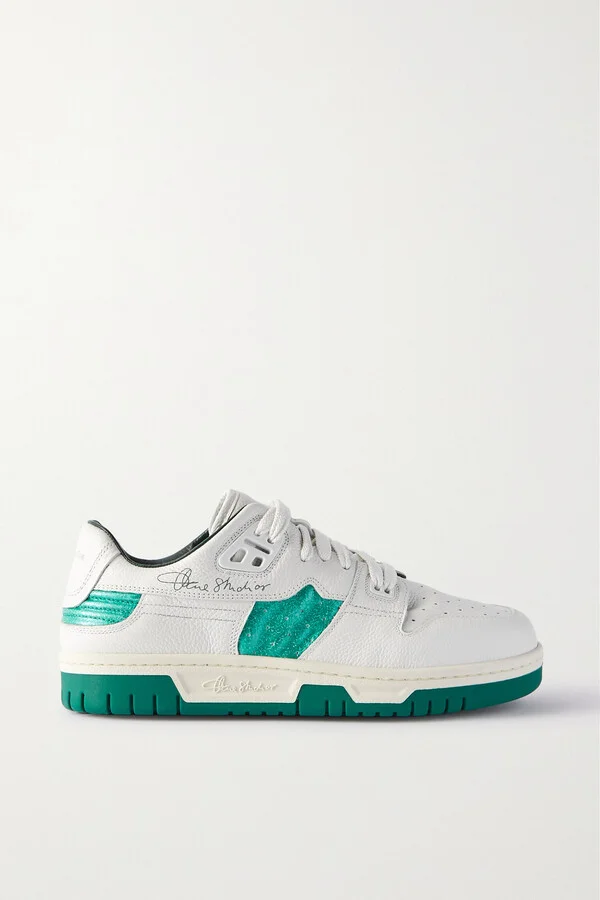 Acne Studios - Logo-print Metallic Textured-leather And Pvc Sneakers - White