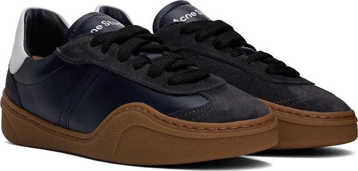 Acne Studios Navy Lace-Up Sneakers - Image 4
