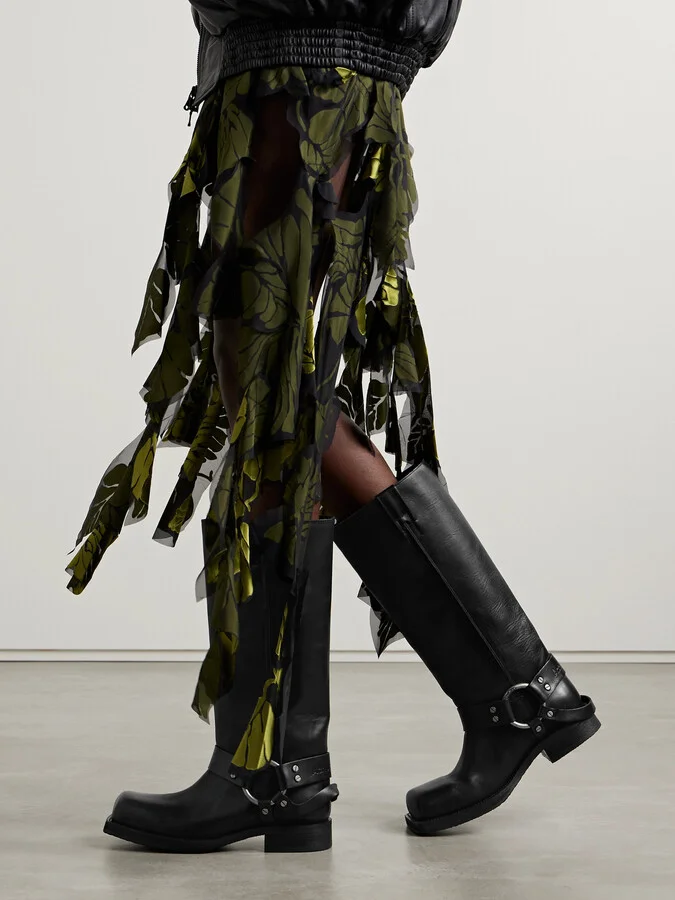 Acne Studios - + Net Sustain Embellished Leather Knee Boots - Black - Image 2