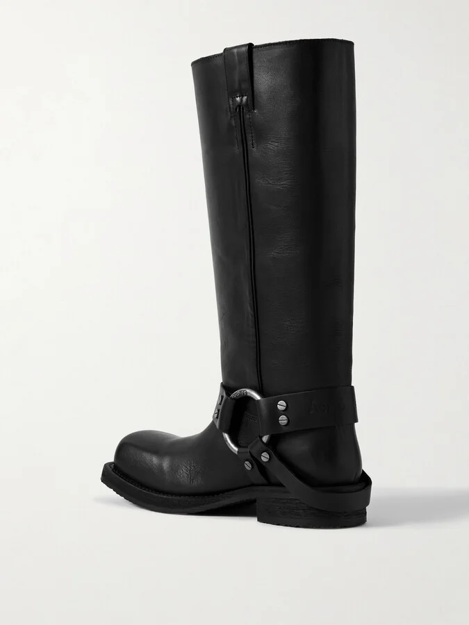 Acne Studios - + Net Sustain Embellished Leather Knee Boots - Black - Image 3