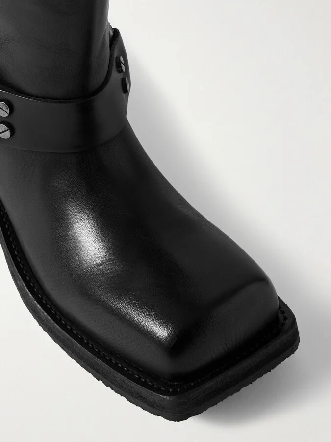 Acne Studios - + Net Sustain Embellished Leather Knee Boots - Black - Image 4