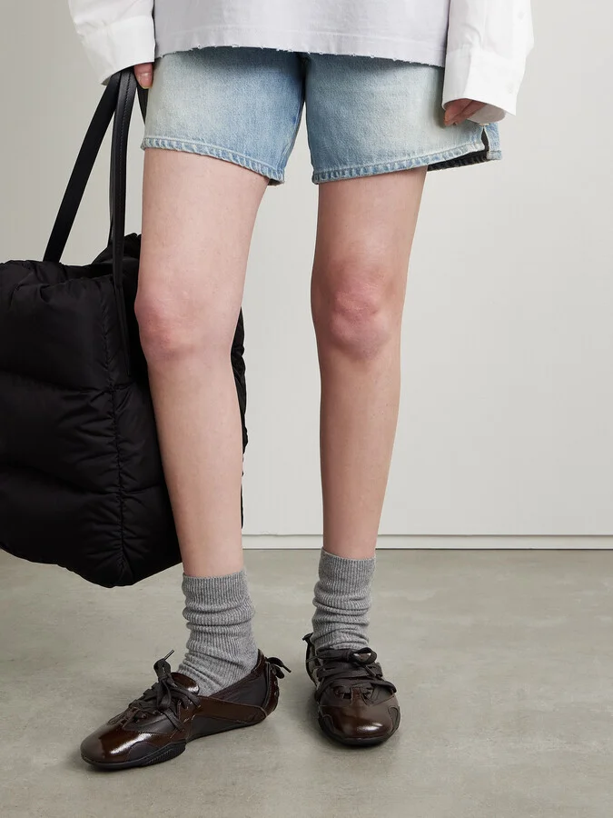 Acne Studios - Paneled Smooth And Patent-leather Sneakers - Brown - Image 2