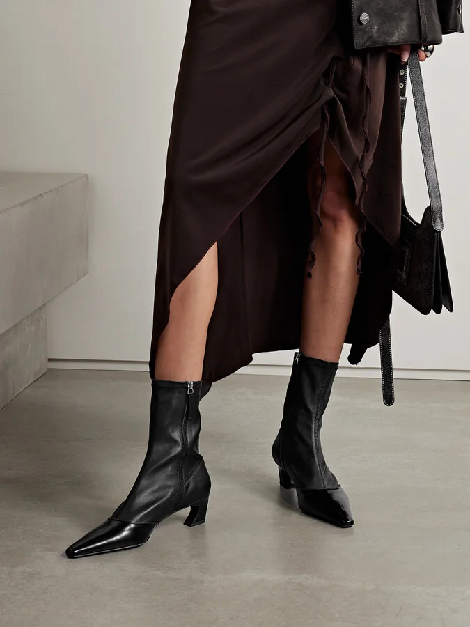 Acne Studios - Patent-trimmed Leather Ankle Boots - Black - Image 2