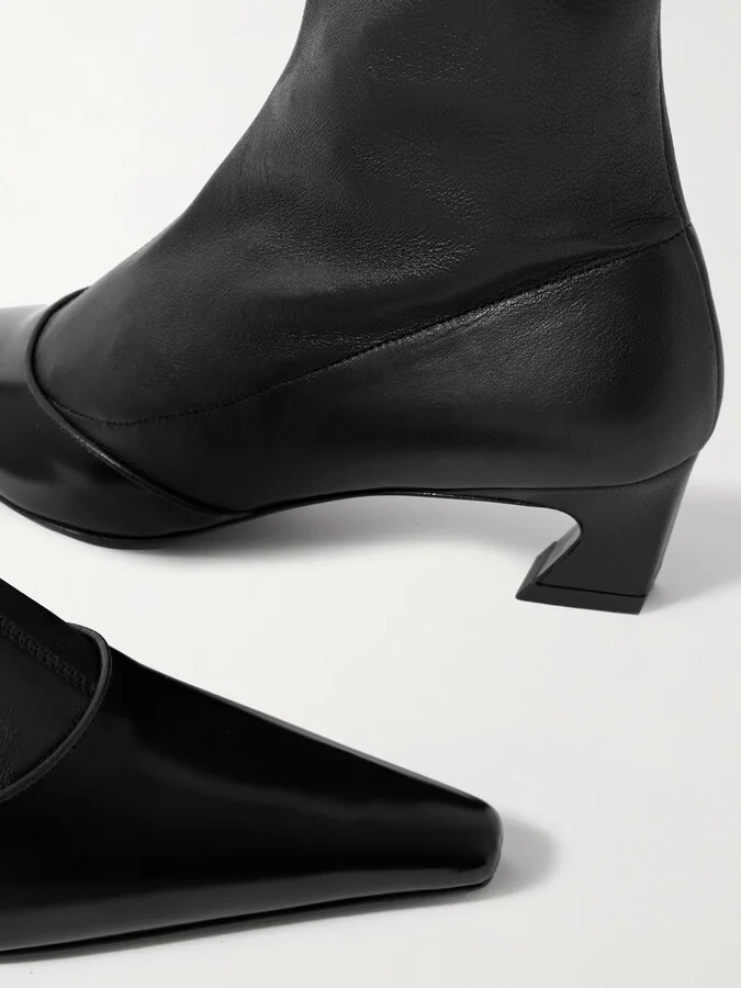Acne Studios - Patent-trimmed Leather Ankle Boots - Black - Image 4