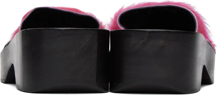 Acne Studios Pink Hairy Clogs - Image 2