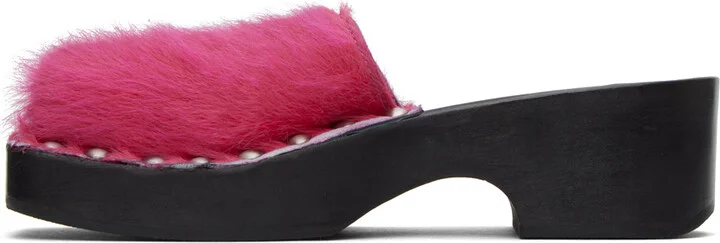 Acne Studios Pink Hairy Clogs - Image 3