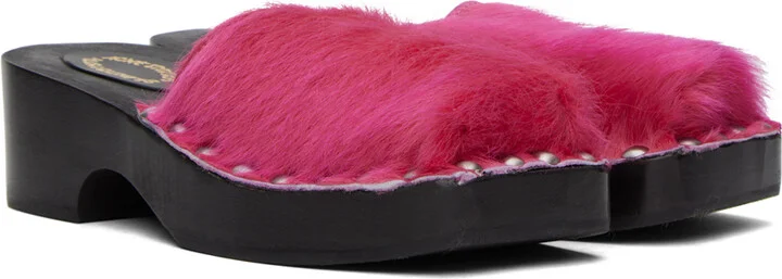 Acne Studios Pink Hairy Clogs - Image 4