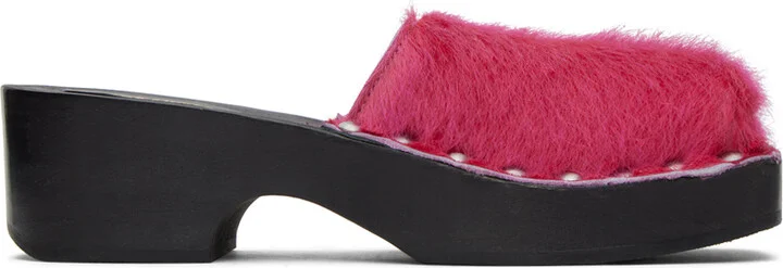 Acne Studios Pink Hairy Clogs