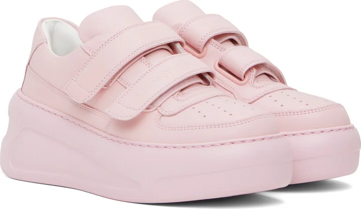 Acne Studios Pink Velcro Strap Platform Sneakers - Image 4